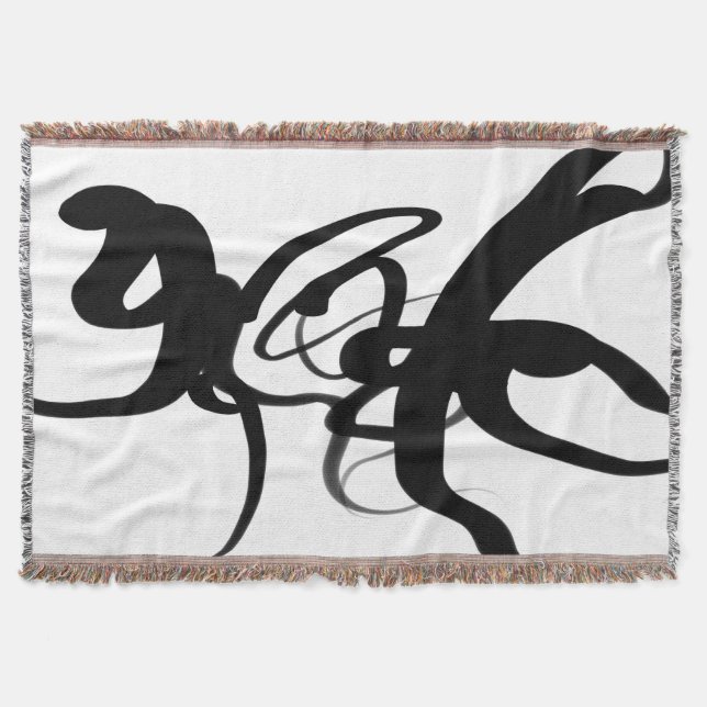 The Divers: Abstract Black & White Throw Blanket (Front)