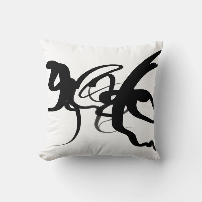 The Divers: Abstract Black & White Throw Pillow (Front)