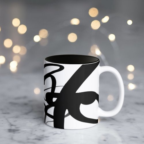 The Divers Abstract Black  White Two_Tone Coffee Mug