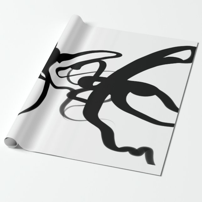 The Divers: Abstract Black & White Wrapping Paper (Unrolled)