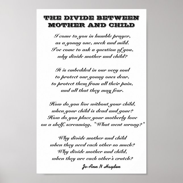 THE DIVIDE BETWEEN MOTHER AND CHILD  POSTER (Front)