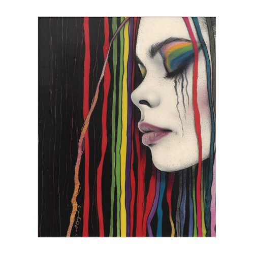 The divine feminine _ trippy rainbow black acrylic print
