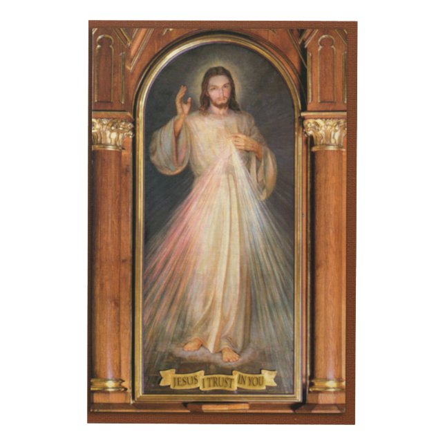 The Divine Mercy Traditional Devotional Image. Wood Wall Decor (Front)