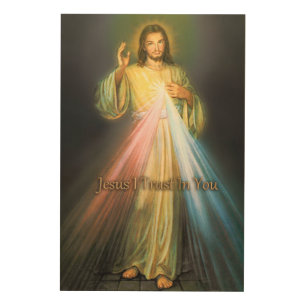 The Divine Mercy Wooden Devotional Image. Wood Wall Decor