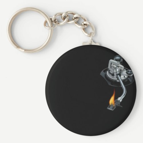 the dj arm on fire keychain