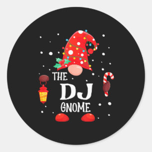 The Dj Gnome Matching Family Christmas Gnome Pajam Classic Round Sticker
