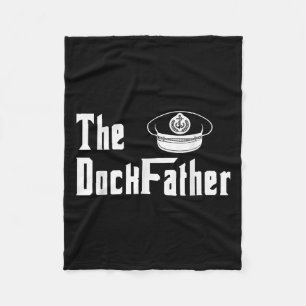 The Dock Father Captain Of The Boat Dad Funny Fath Fleece Blanket