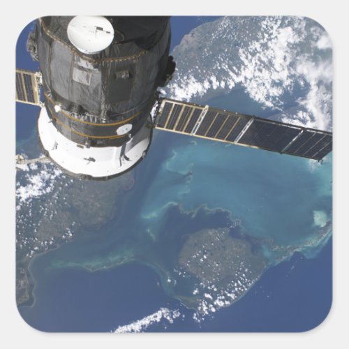 The docked Progress 22 spacecraft Square Sticker