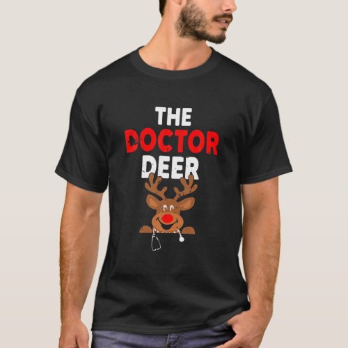 The Doctor Deer Funny Reindeer Winter Season Hospi T_Shirt