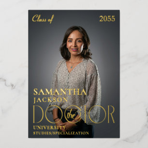 The Doctor Doctoral Graduation Photo Magazine Foil Invitation
