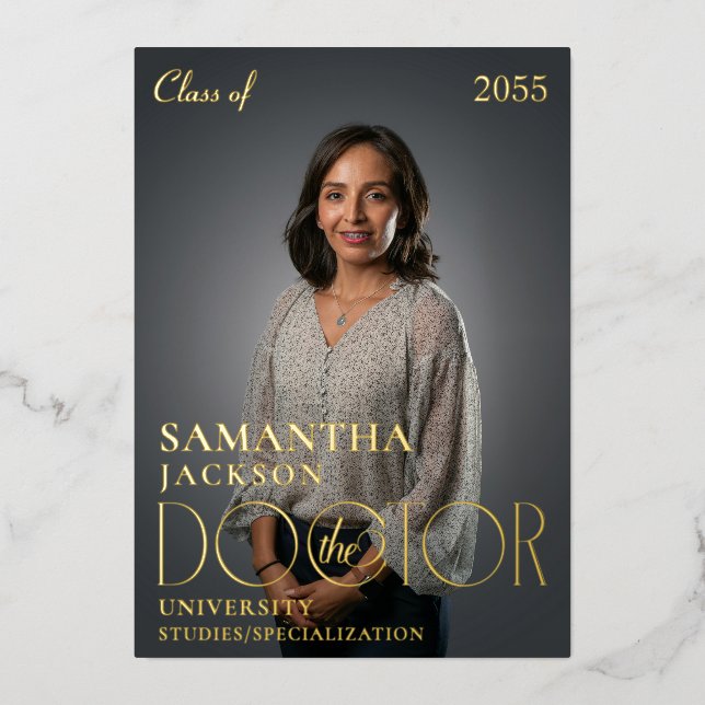 The Doctor Doctoral Graduation Photo Magazine Foil Invitation (Front)