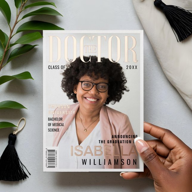 The Doctor Trendy Doctor Graduate Photo Magazine Foil Invitation (The Doctor Trendy Doctor Graduate Photo Magazine Foil Invitation)