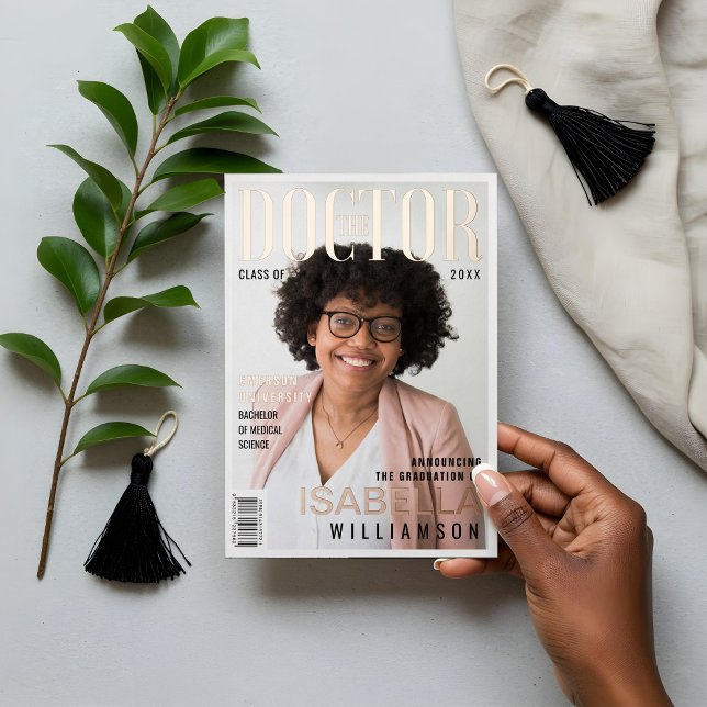 The Doctor Trendy Doctor Graduate Photo Magazine Foil Invitation (The Doctor Trendy Doctor Graduate Photo Magazine Foil Invitation)