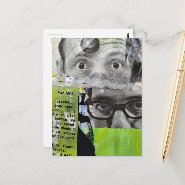 The Doctors Eyes Mixed Media Collage Postcard (Front/Back In Situ)