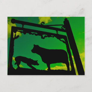 The dog and the cow. postcard