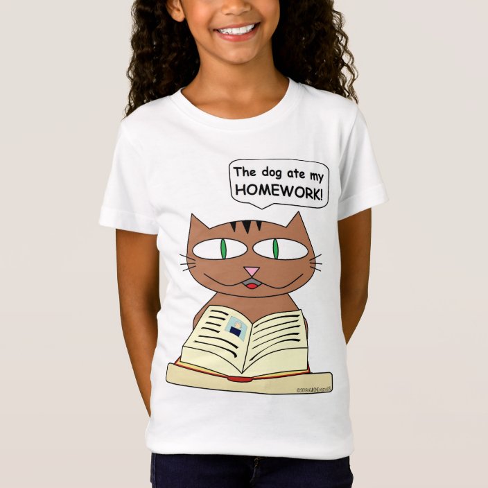 "The dog ate my HOMEWORK!" Kid's Funny Cat T-Shirt | Zazzle.com