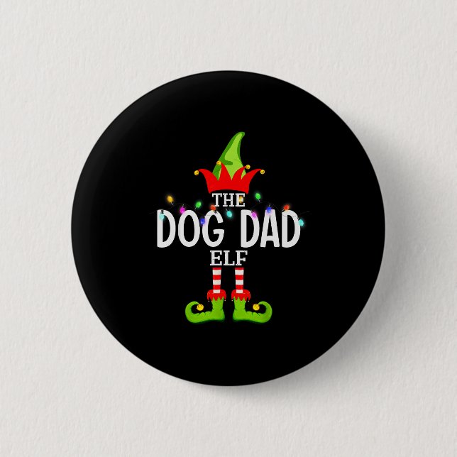 The Dog Dad Elf Christmas Matching Pajamas Men Wom Button (Front)