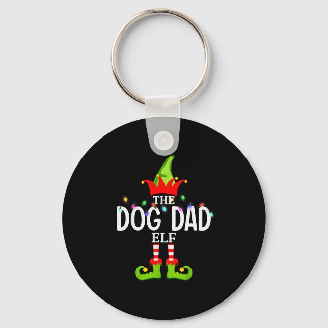 The Dog Dad Elf Christmas Matching Pajamas Men Wom Keychain (Front)