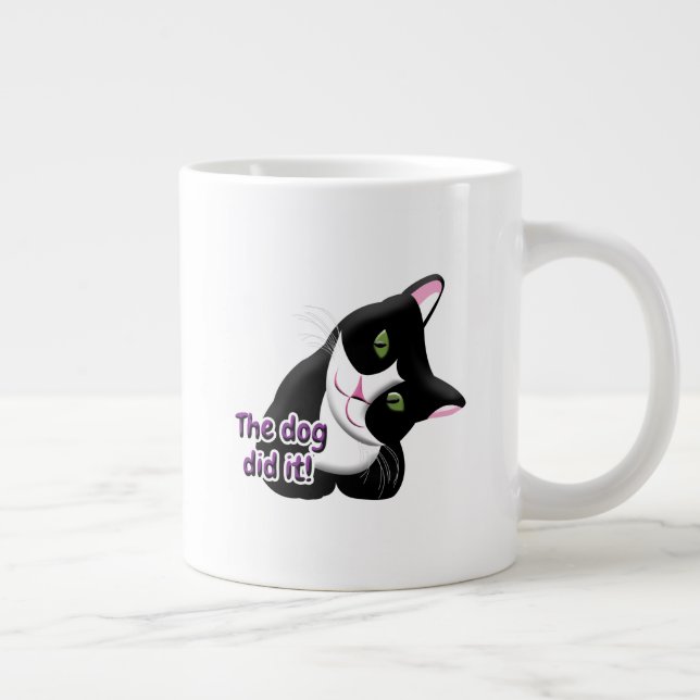 The dog did it Cat Large Coffee Mug (Right)