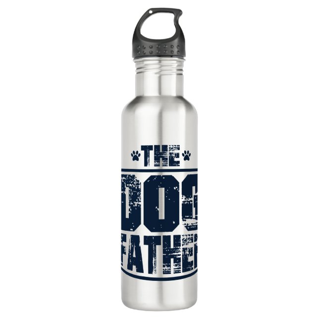 The Dog Father Worn Graphic Stainless Steel Water Bottle (Front)