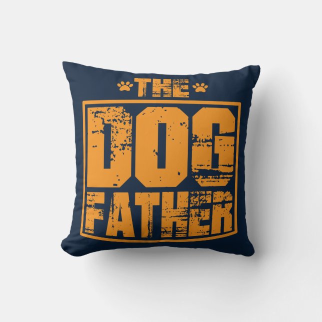 The Dog Father Worn Graphic Throw Pillow (Front)