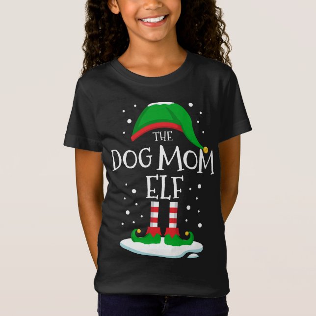 The Dog Mom Elf Christmas Family Matching Xmas Fun T-Shirt (Front)
