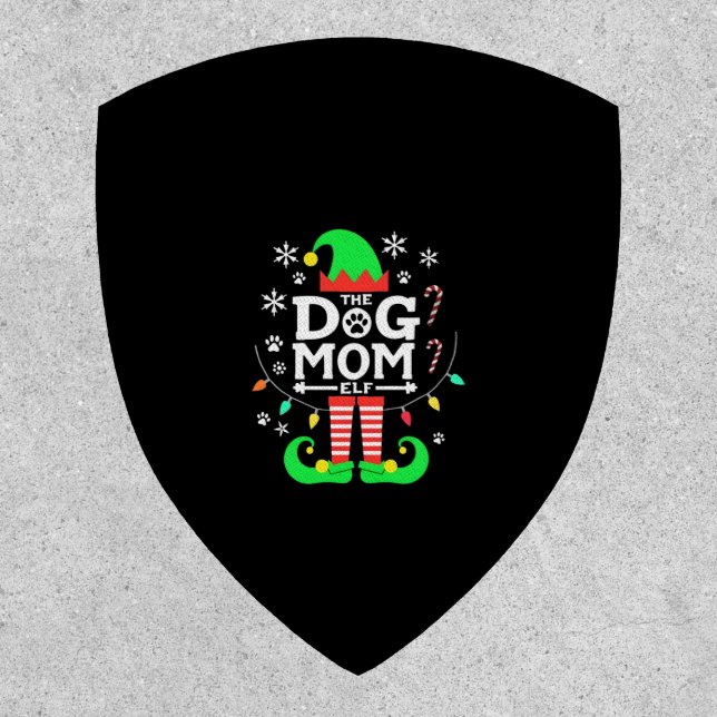 The Dog Mom Elf Xmas Funny Dogs lover Christmas Do Patch (Front)