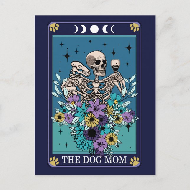 The Dog Mom Funny Tarot  Postcard (Front)
