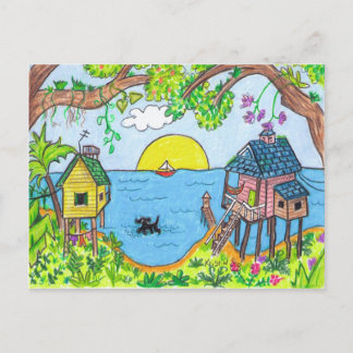 The dog paddle post card