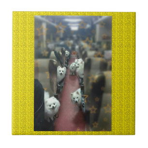 The dog train ceramic tile