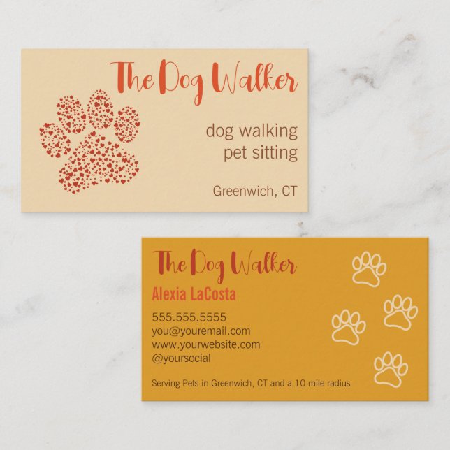 The Dog Walker Modern Professional Business Card (Front/Back)