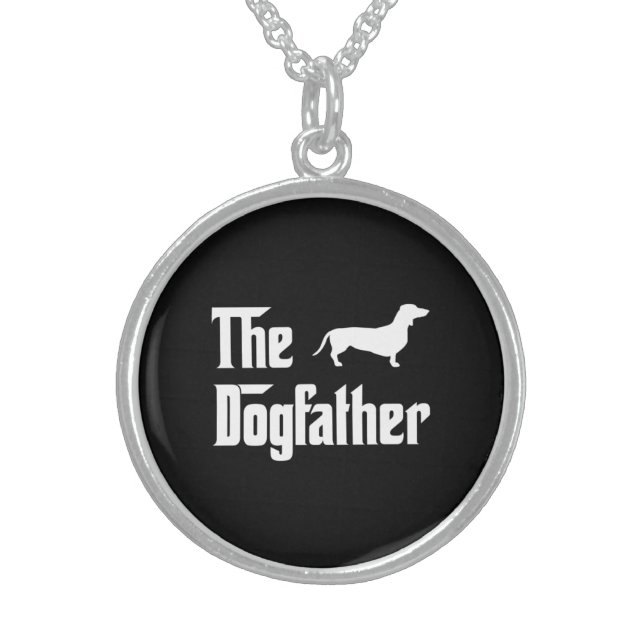 The Dogfather Mens Dachshund Dog Lovers Sterling Silver Necklace (Front)