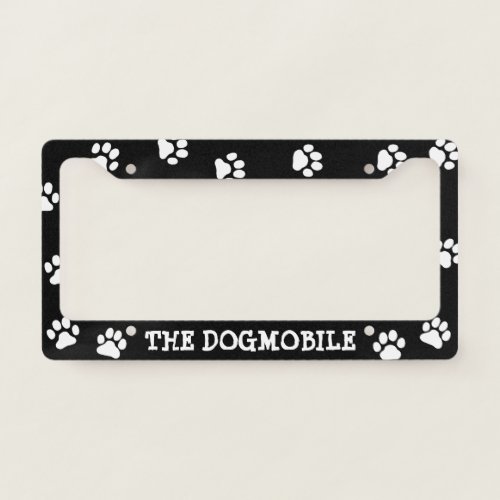 The Dogmobile Custom Dog Lovers  Paw Prints License Plate Frame