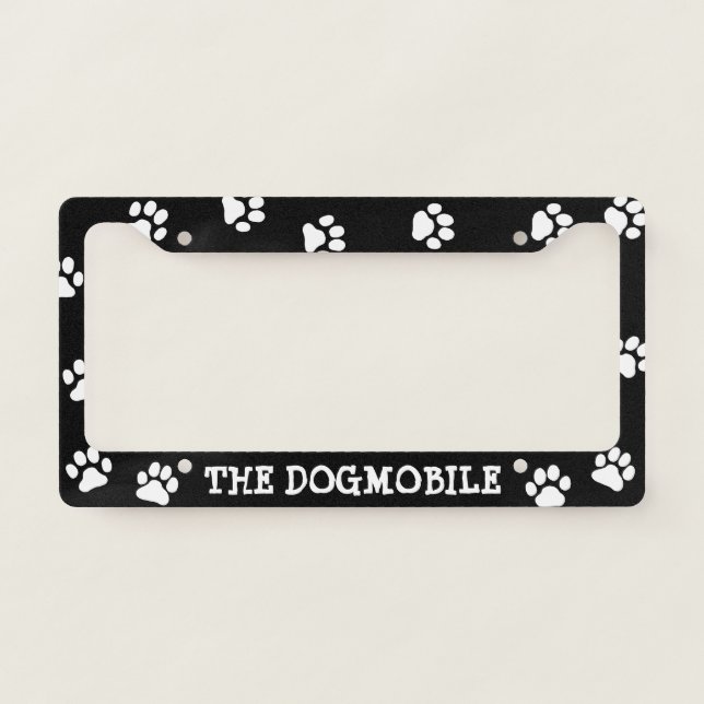 The Dogmobile Custom Dog Lover's | Paw Prints License Plate Frame (Front)