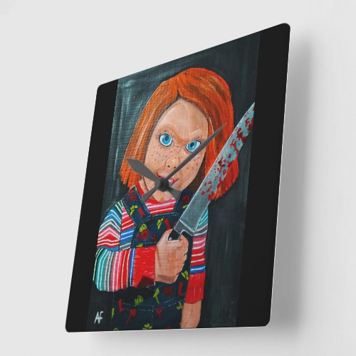 The Doll Painting by Alfred Fox Square Wall Clock