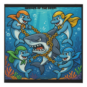 THE DOLPHIN GUARDIANS STRIKE! — Heroes of the Deep Faux Canvas Print