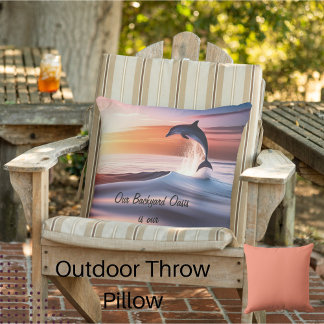The Dolphin is Playing. Outdoor Pillow