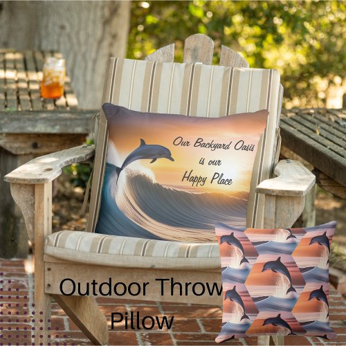 The Dolphin is Playing  Outdoor Pillow