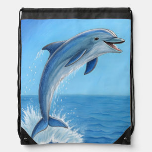 The Dolphin’s Silent Dance Drawstring Bag