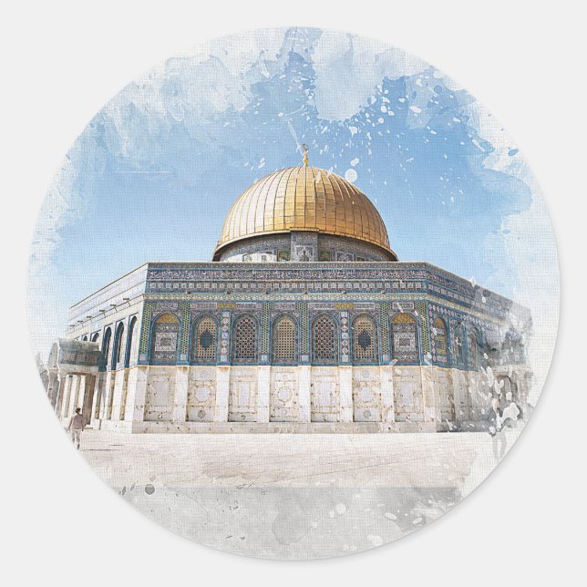 The Dome of the Rock Beautiful Islamic Holy Places Classic Round Sticker (Front)