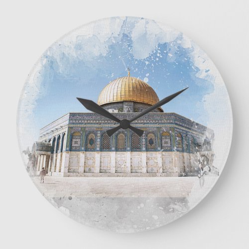 The Dome of the Rock Beautiful Islamic Holy Places Large Clock