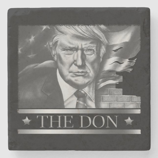 The Don Pencil Drawing Stone Coaster (Front)