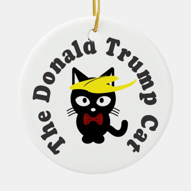 The Donald Trump Cat Toupee Humor Ceramic Ornament (Front)