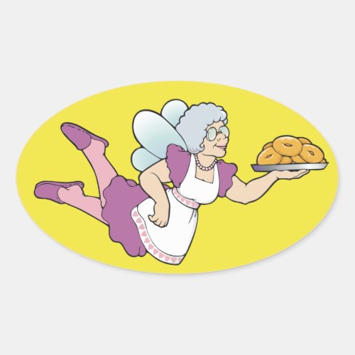 The Donut Fairy Oval Sticker