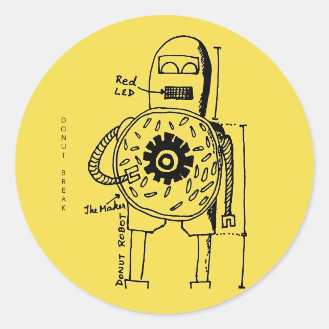 The Donut Robot Classic Round Sticker (Front)