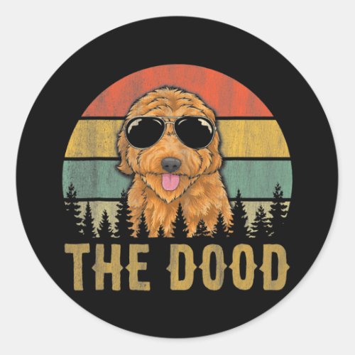 The Dood Funny Vintage Goldendoodle Dog Mom Dad  Classic Round Sticker