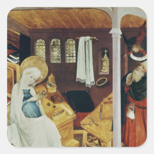 The Doubt of St. Joseph, c.1410-20 Square Sticker