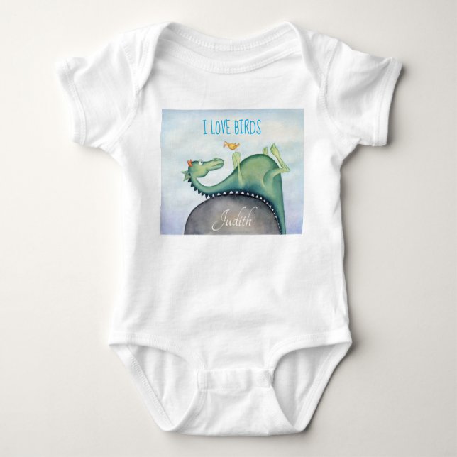 The dragon and the bird baby bodysuit (Front)