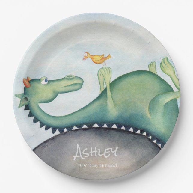 The dragon and the bird paper plates (Front)