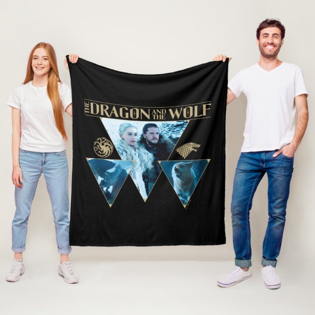 The Dragon and The Wolf Daenerys & Jon Graphic Fleece Blanket (In Situ)